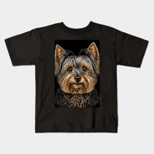 Super Cute Yorkshire Terrier Puppy Portrait Kids T-Shirt